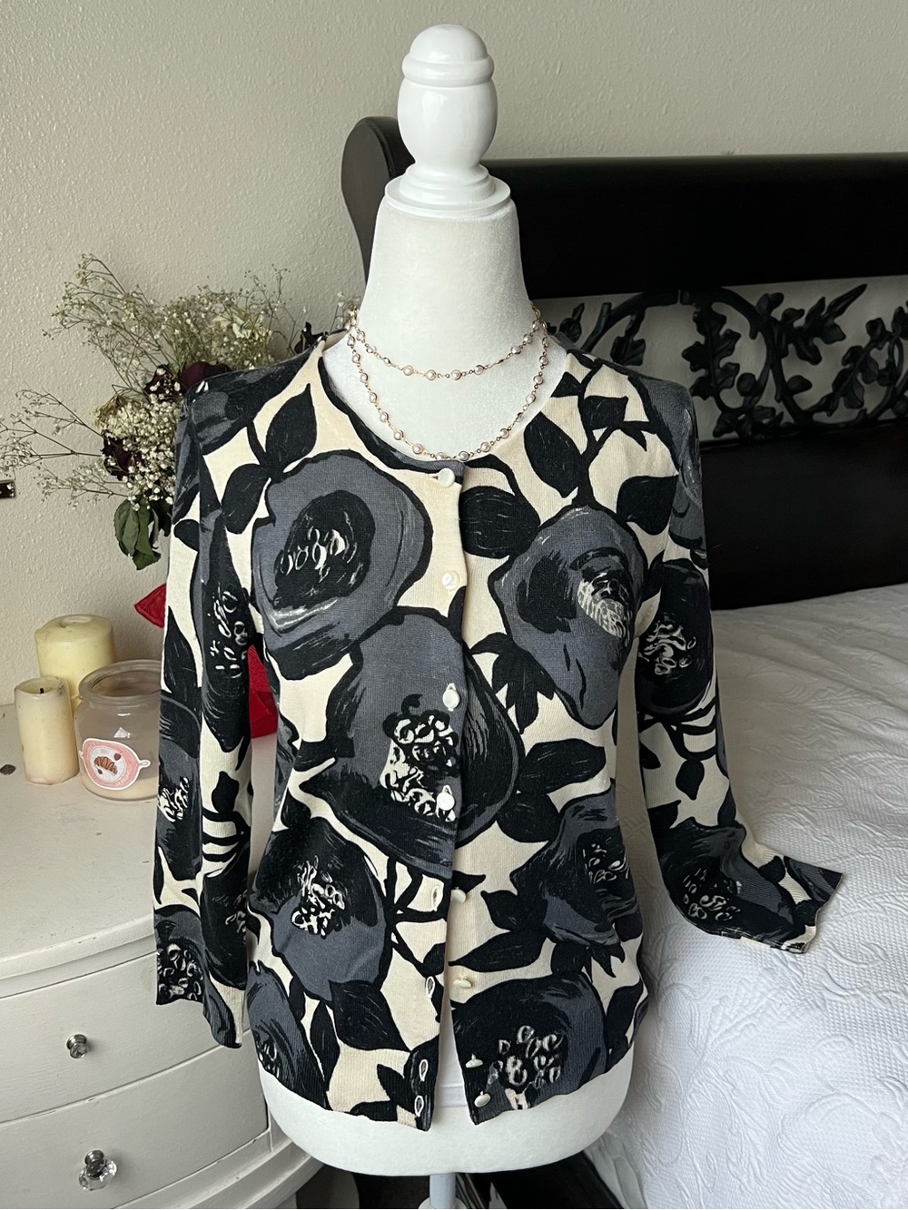 J. Crew Wool Floral Cardigan